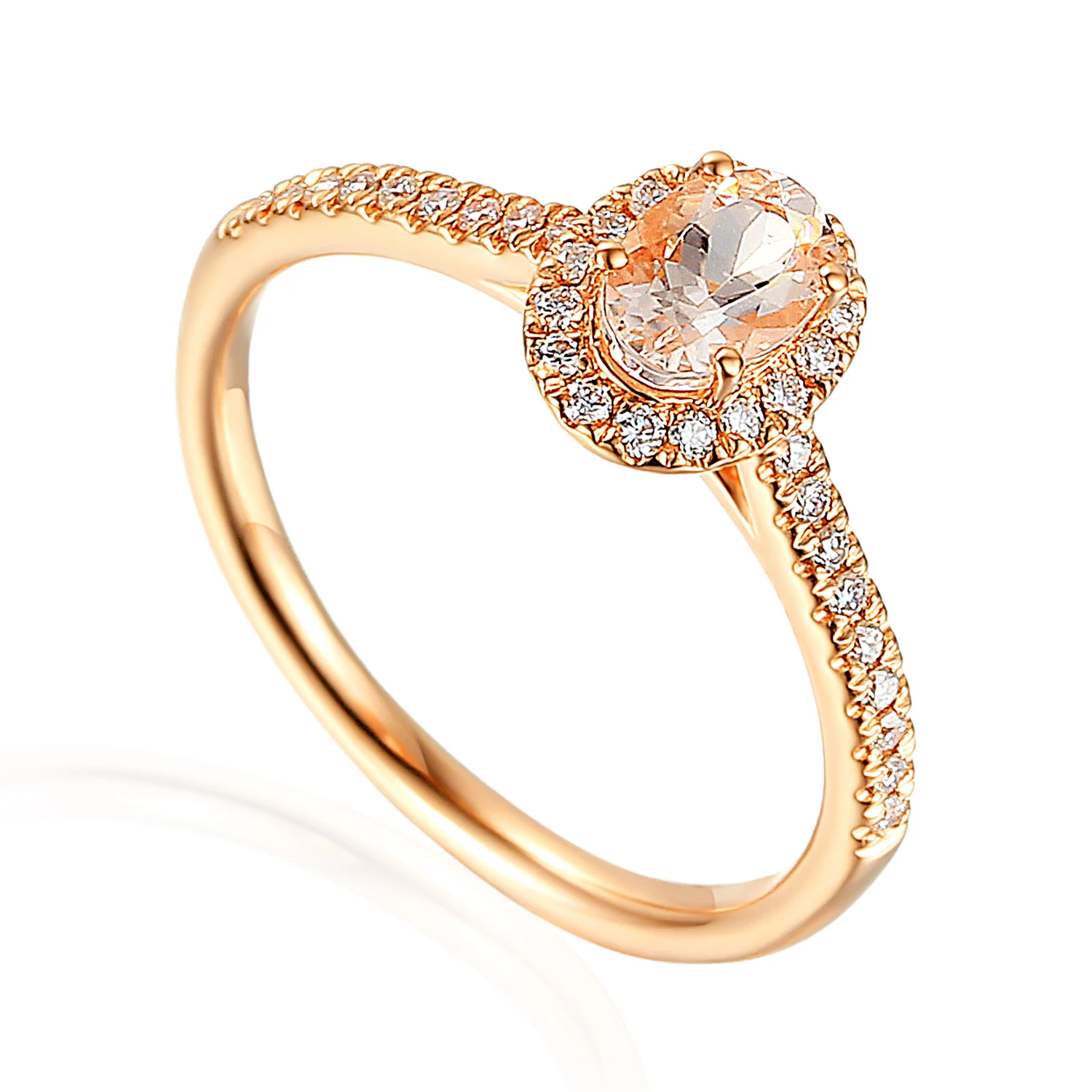 Fine Morganite and Diamond Rose Gold Cluster Ring £1058.00