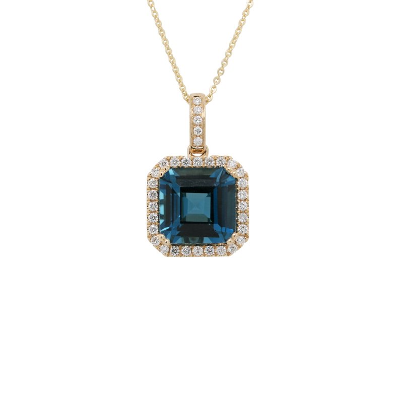 9ct Gold London Blue Topaz & Diamond Necklace £1460.00