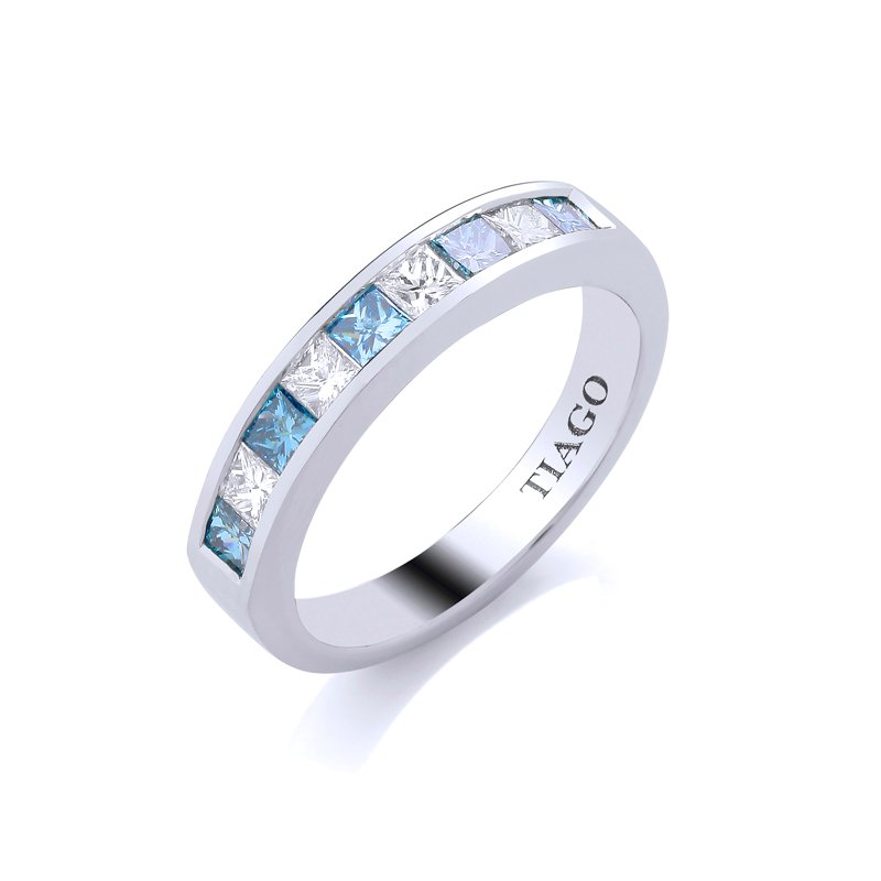 0.87ct Blue & White Diamond Platinum Eternity Ring £3300.00