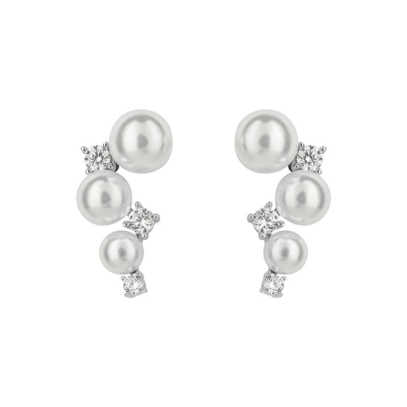 Silver Pearl with Cubic Zirconia Cluster Earrings £95.00