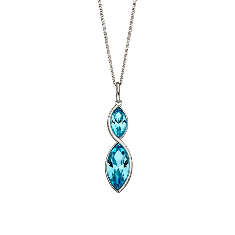 Silver & Aqua Crystal Marquise Twist Necklace £88.00