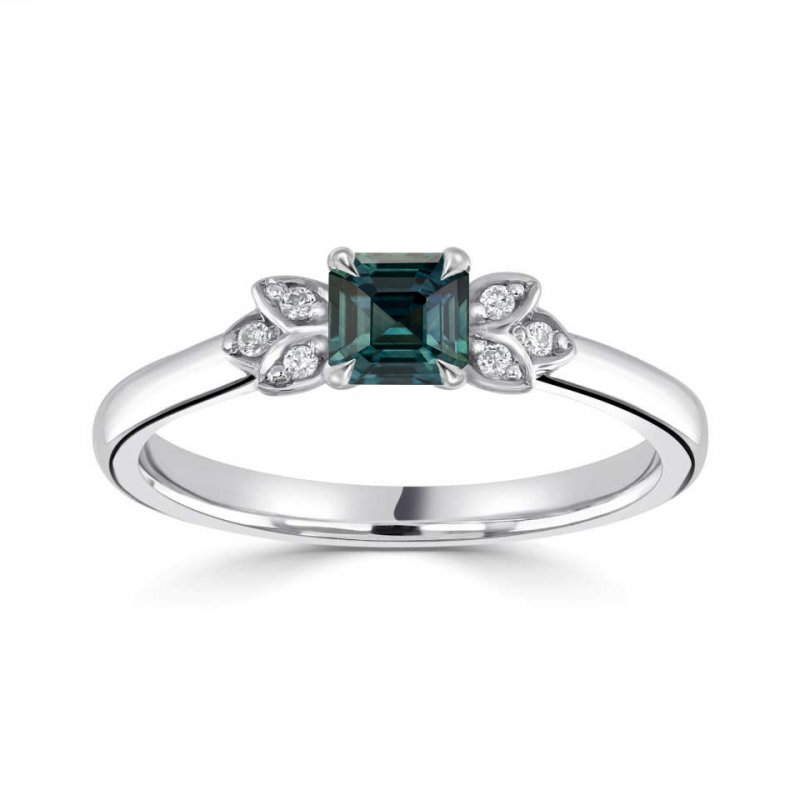 0.96ct Teal Sapphire & Diamond Platinum Ring £1760.00