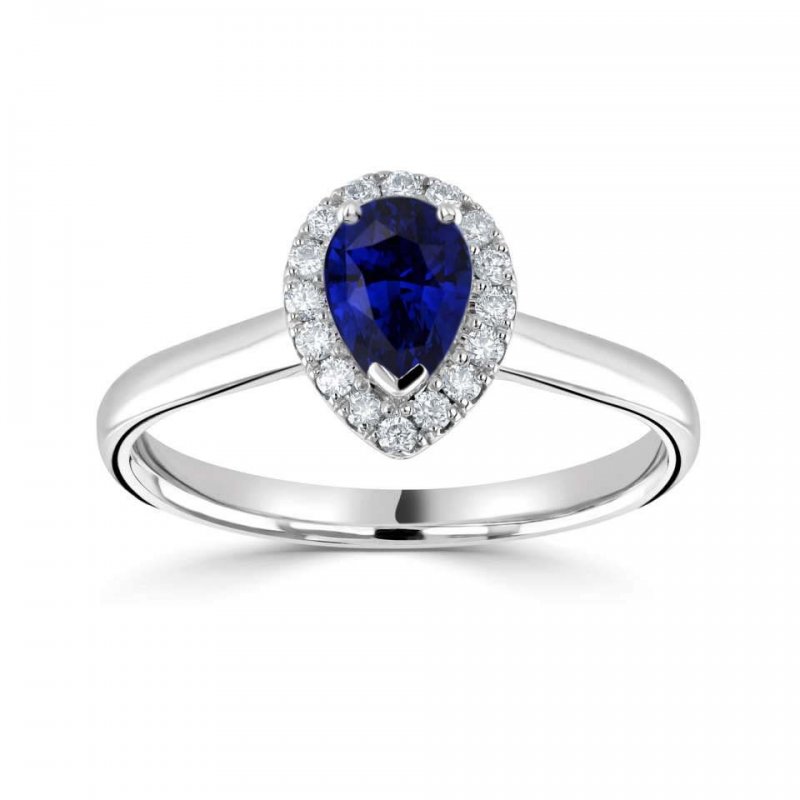 1.11CT Indigo Blue Pear Sapphire & Diamond Ring £2900.00