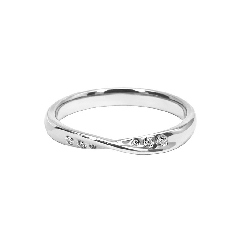 0.11ct Diamond Set Shaped Wedding Ring