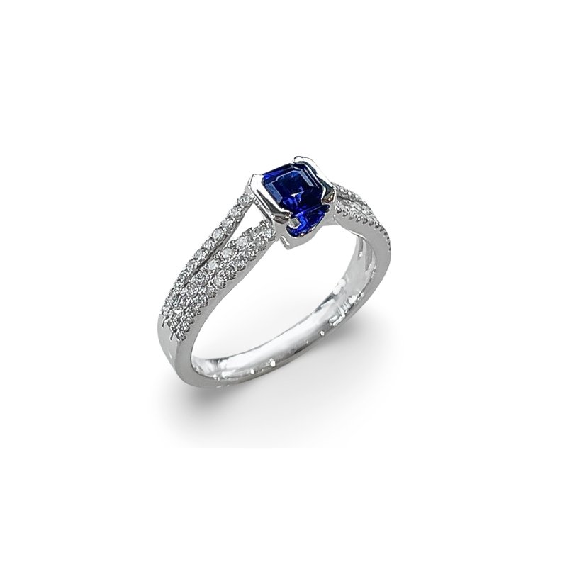 0.65ct Octagonal Sapphire & Diamond Ring £3850.00
