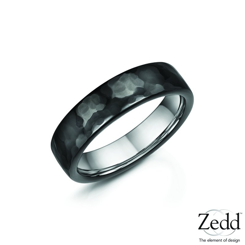 6mm Zirconium Ring with Hammered Effect £250.00